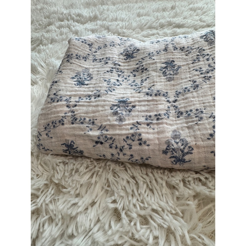 Delta Children Cotton Muslin Receiving Swaddle Blanket Blue Floral Toile White